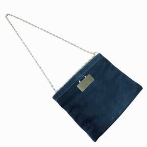 VTG Triangle NY Vintage Suede Hinged Handbag | Navy Blue | Circa 1960 | EUC